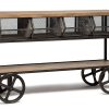 Wooden Kitchen Island Trolley Cart on Wheels with Drawers and 3 Level Storage