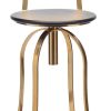Gold Black Swivel Kitchen Bar Stool Chair with High Back in Netted Design Frame
