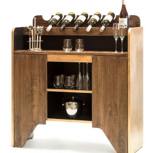Contemporary Wooden Drinks Cabinet Wine Rack with Bottle Holders