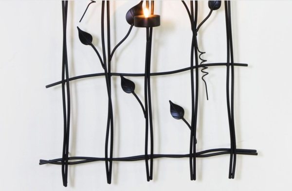 Leaf Style Black Tealight Candle Holders Wall Art Decor