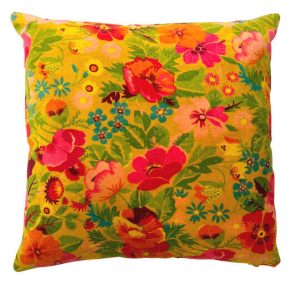 Mustard floral velvet cushion cover 45x45cm