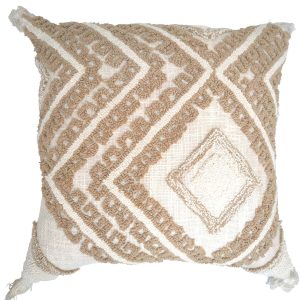 Cream cushion on beige with tufted diamond design 45x45cm