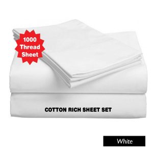 1000TC Cotton Rich Sheet Set White King