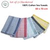 Hotel Living Checkered Set of 5 Cotton Tea Towels