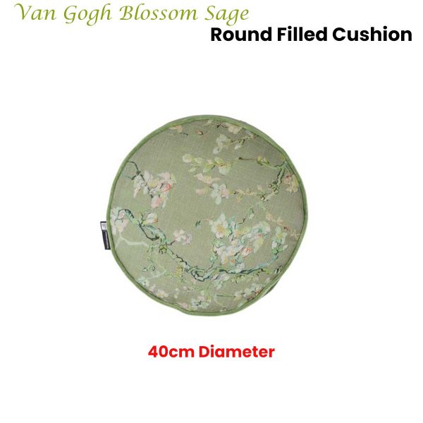 Bedding House Van Gogh Sage Round Filled Cushion 40cm Diameter