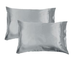 300TC Deluxe Essentials Satin Standard Pillowcases Silver