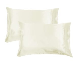 300TC Deluxe Essentials Satin Standard Pillowcases Stone (Ivory)