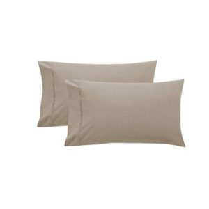 Pair of Pure Cotton 250TC Standard Pillowcases Latte