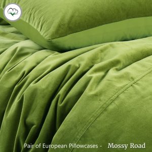 Pair of Cotton Velvet European Pillowcases Mossy Road