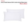Pair of White Hotel Deluxe Cotton King Pillowcases 50cm x 90cm
