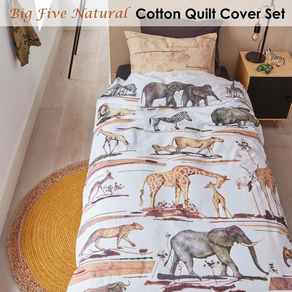 Bedding House Big Five Natural Cotton Quilt Cover Set Single
