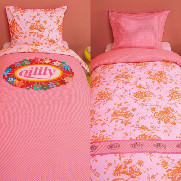 Oilily Prom Flowers Pink Cotton Quilt Cover Set Single