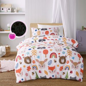 Happy Kids Glow in the Dark Rainbow Forest Quilt Cover Set Single