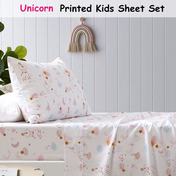 Happy Kids Unicorn Kids Printed Sheet Set Single