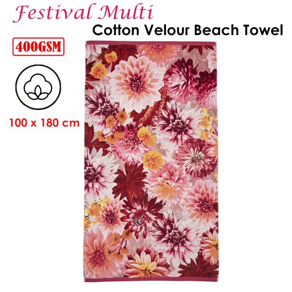 Bedding House Festival Multi Cotton Velour Beach Towel
