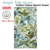 Bedding House Jungle Vibe Green Cotton Velour Beach Towel