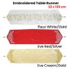 Embroidered Faux Silk Table Runner 33 x 135 cm Eve Cream Gold