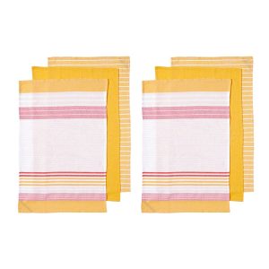 Ladelle Set of 6 Dwell Stripe Cotton Tea Towels Lemon