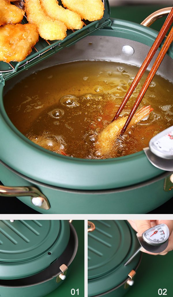 Justcook 20cm JSHS-YZG0320-1 Double Handle Tempura Karaga Fryer Pot Frying Pan