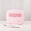 Kylin 304 Stainless Steel 5 Divided Smile Small Lunch Box With Soup Pot – Pink