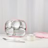 Kylin 304 Stainless Steel 5 Divided Smile Small Lunch Box With Soup Pot – Pink