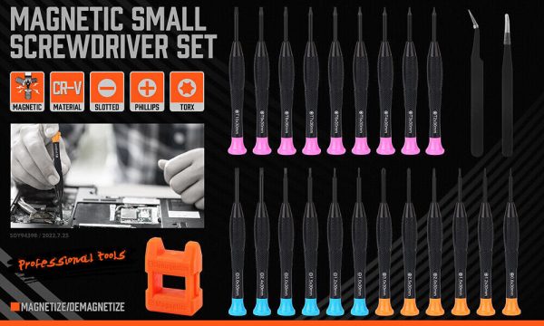 24-Piece Magnetic Precision Screwdriver Set – Small Screwdrivers for Eyeglasses, Phones, Watches Electronics Repair