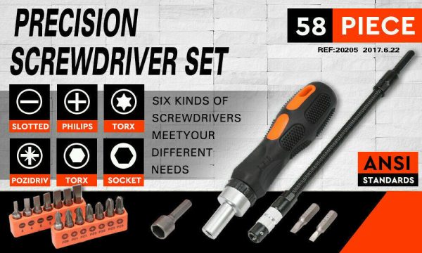 58Pc Ratchet Screwdriver Bits Set Nut Driver Setter Hex Torx Key Phillips Slot