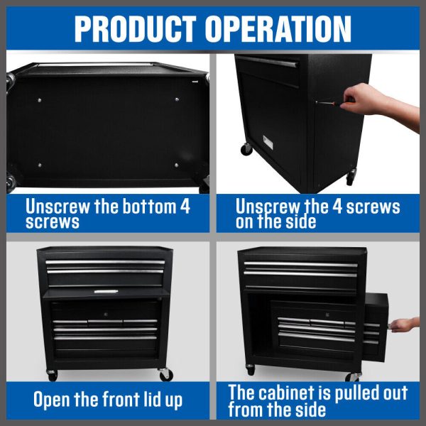7-Drawer Tool Box Chest Cabinet Trolley – Heavy Duty Toolbox Garage Storage with Lockable Wheels