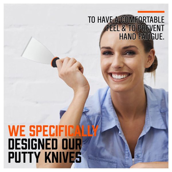5Pc Stainless Steel Putty Knife Set Joint Knife Wall Scraper Paint Clean Blade