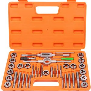 40Pc Tap And Die Set Imperial SAE Screw Screwdriver Thread Drill W/t Pitch Gauge