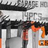 Wall Mounted Hook Rail Set Bike Holder Garden Tool Storage Rack Garage Organizer
