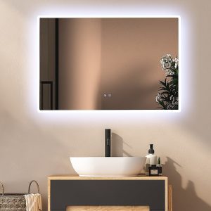 Rectangular Mirror LED Anti-Fog Illuminated Bathroom Living Room - 120x80cm