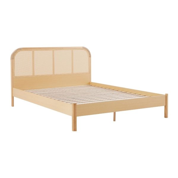 Lulu Bed Frame with Curved Rattan Bedhead – Double