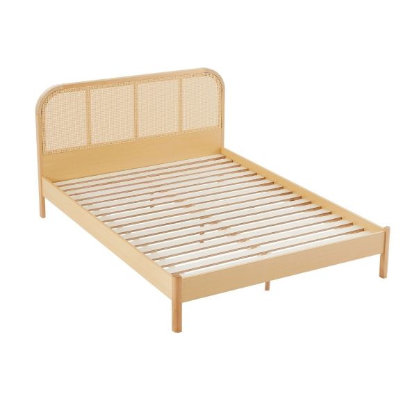 Lulu Bed Frame with Curved Rattan Bedhead – Double