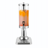 Single 3L Silver Stainless Steel Beverage Dispenser Ice Cylinder Clear Juicer Hot Cold Water Jug