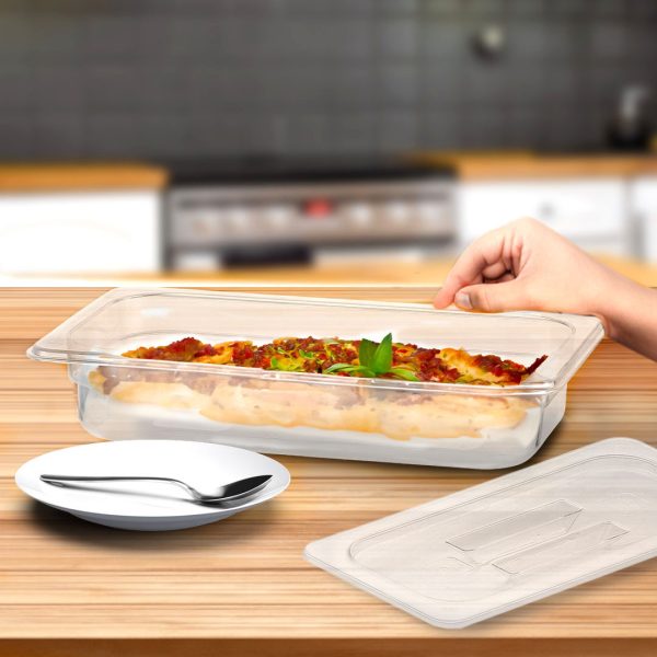 65mm Clear Gastronorm GN Pan 1/3 Food Tray Storage with Lid