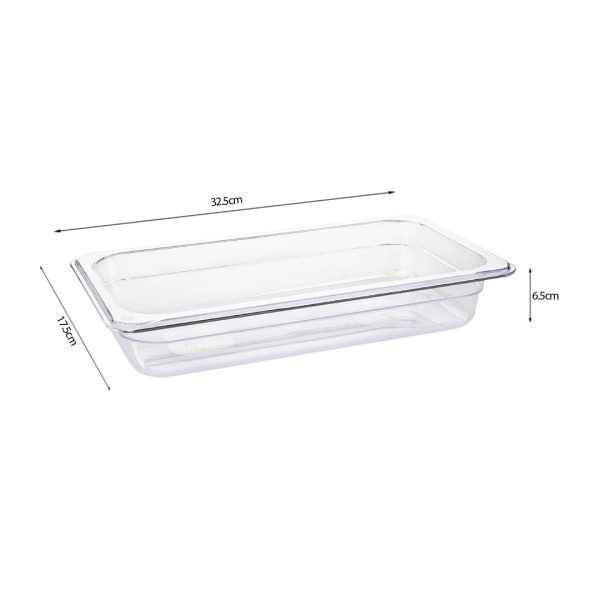 65mm Clear Gastronorm GN Pan 1/3 Food Tray Storage with Lid