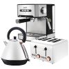 Pronti Toaster, Kettle & Coffee Machine Breakfast Set – White
