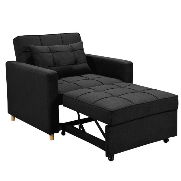 Suri 3-in-1 Convertible Lounge Chair Bed by Sarantino – Black