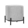 Square Foot Stool Faux Linen Fabric Ottoman Foot Rest Padded Seat Grey