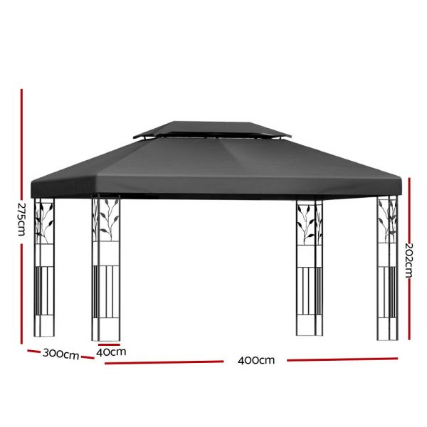 Gazebo 4x3m Party Marquee Outdoor Wedding Event Tent Iron Art Patio
