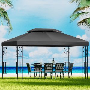 Gazebo 4x3m Marquee Outdoor Wedding Party Event Tent Home Iron Art Shade Grey
