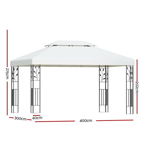 Gazebo 4x3m Party Marquee Outdoor Wedding Event Tent Iron Art White