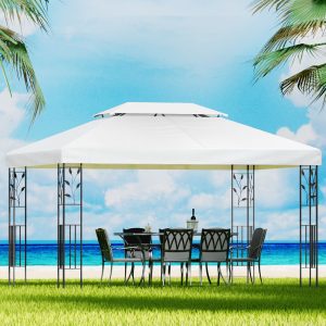 Gazebo 4x3m Marquee Outdoor Wedding Party Event Tent Home Iron Art Shade White
