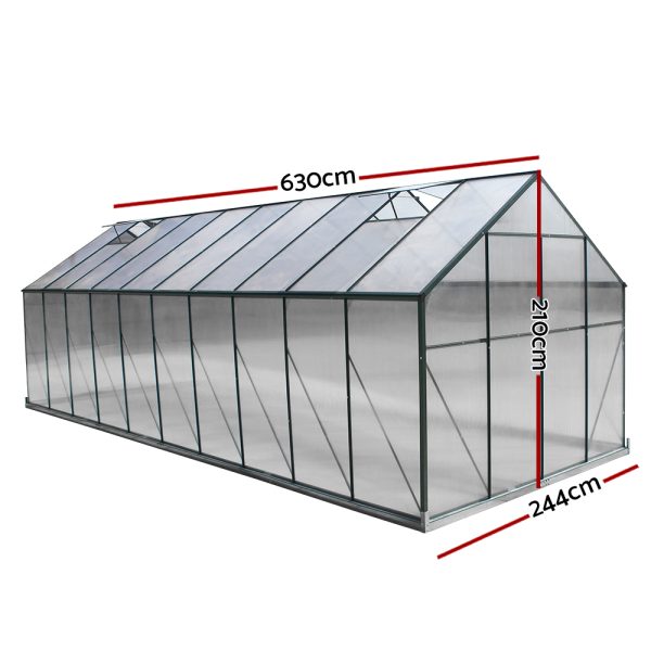 Aluminium Greenhouse Polycarbonate Large Green House Garden 6.3M
