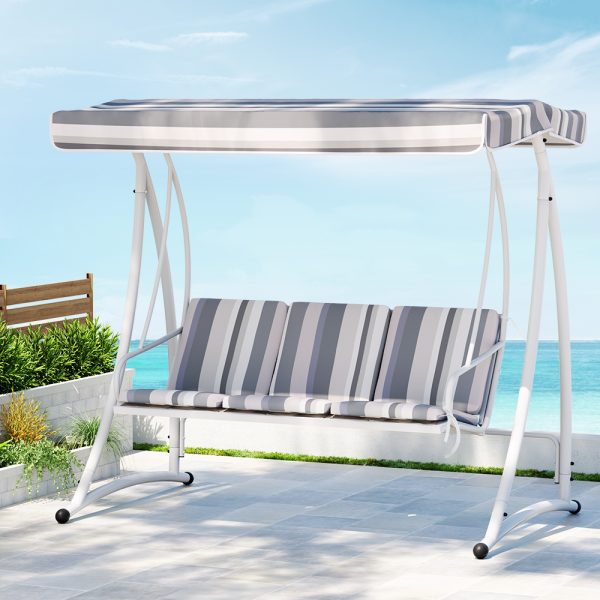 Outdoor Swing Chair Garden Bench 3 Seater Canopy Cushion Furniture