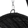 Outdoor Egg Swing Chair with Stand Cushion Wicker Armrest Black