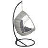 Outdoor Egg Swing Chair with Stand Cushion Wicker Armrest Light Grey