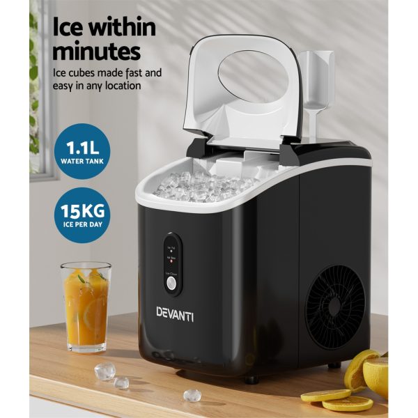 Devanti Portable Ice Maker Machine Nuggetc Ice Cube 15kg Bar Countertop