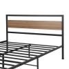 Bed Frame Metal Bed Base Double Size Platform Wooden Headboard Black DREW
